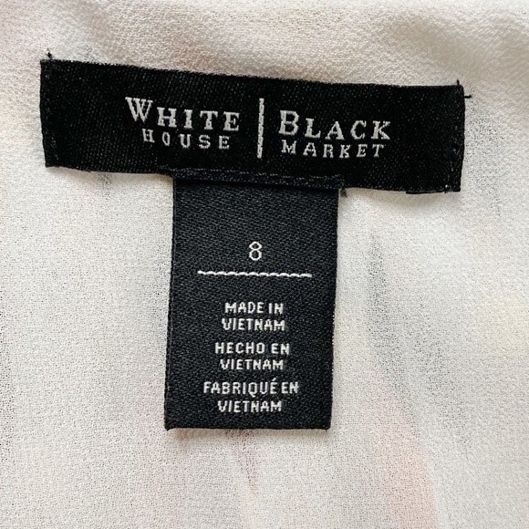 White House Black Market Pastel Print Split Sleeve Gold Threads Lined Top Size 8 - Picture 8 of 12